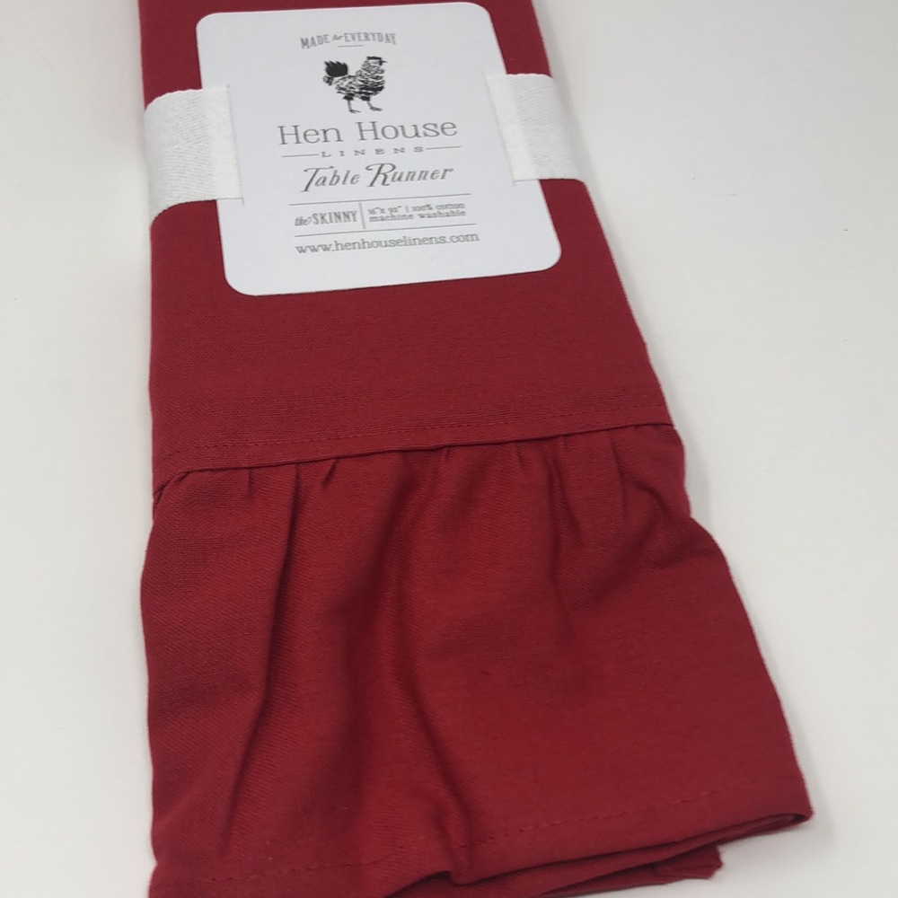 Hen House Linens Red Cotton Table Runner 16x92 NWT Holiday Decor